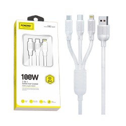 Foneng 3 in 1 Super Charge Data Cable X80 (Micro+Lightning+Type-C) 100W White Foneng 3 in 1 Super Charge Data Cable X80 (Micro+Lightning+Type-C) 100W White